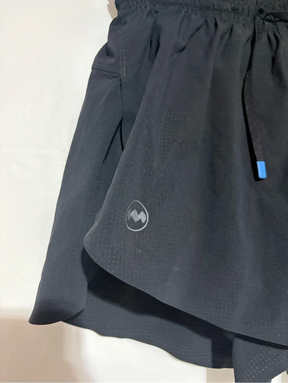 Janji Black Athletic Running Shorts with Blue Drawstring Tip